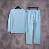 2026 Men's V-neck Casual Sports Suit: Spring/Autumn Loose Long Sleeve & Pants Set