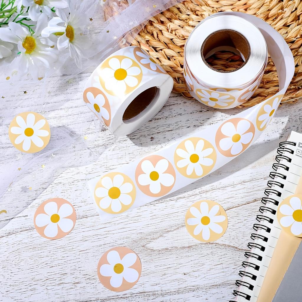 Copper Plate Self-adhesive Labels Small Daisy Sticker Hand Account Decoration DIY Reward Sticker Wedding Seal Sticker