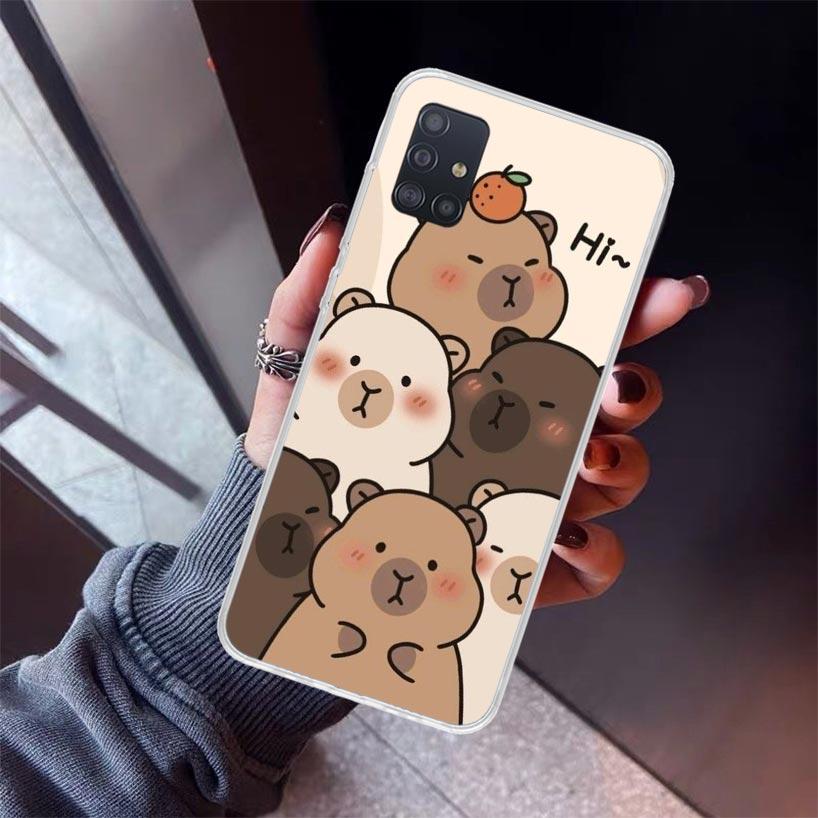 Funny Capybara Cartoon Animal Phone Case For Samsung Galaxy A12 A52S A42 A32 A22 A51 A50 Note 20 Ultra 10 S10 Plus A71 A70 A31 A