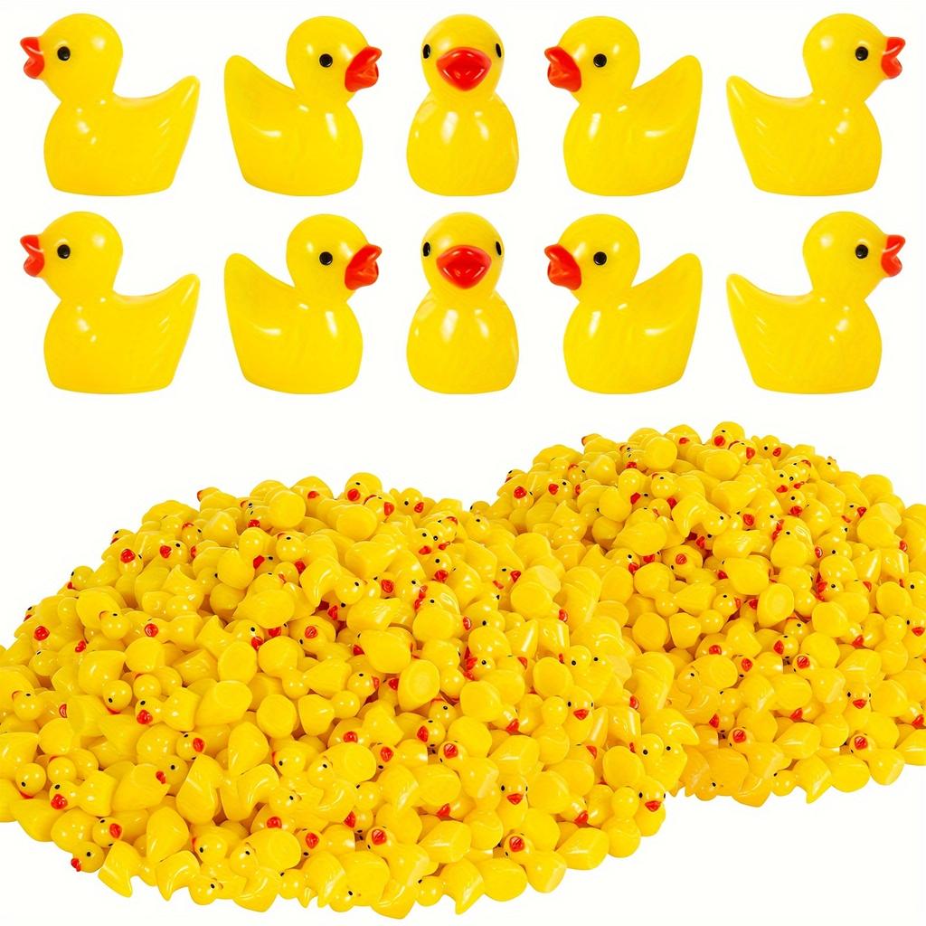 1000Pc Resin Miniature Ducks Tiny Dollhouse Yellow Duck Figurines For Fairy Garden Aquarium Potted Plant Diy Craft Decor
