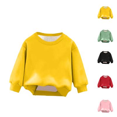Children's Boys And Girls Fashionable Solid Color Pullover Casual Round Neck Sweatshirt