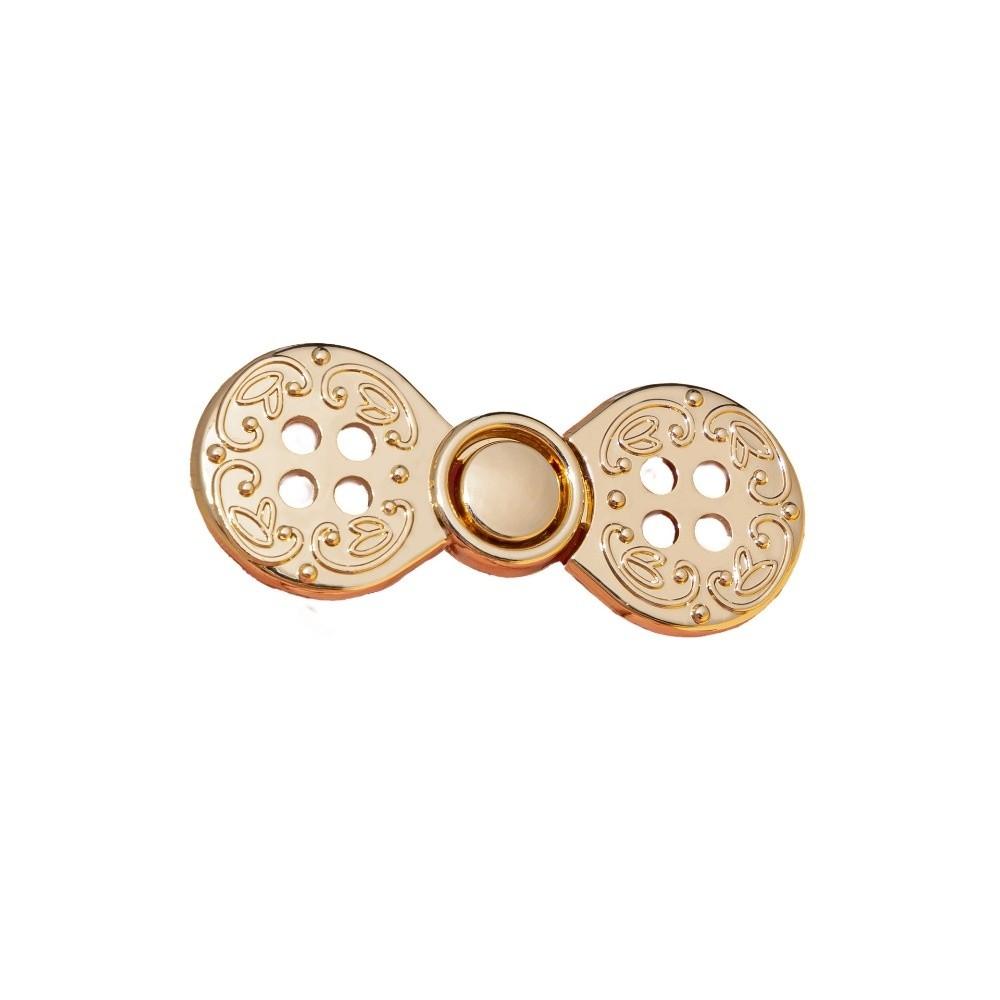 Carved Pattern Metal Frog Fastener Four Hole Garment Decor Button For Cheongsam