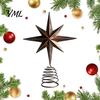 Sturdy Spiral Spring Base Distressed Metal Eight-pointed Star Christmas Tree Topper with Stable Unique Top Ornament Base, Vintage for Holiday