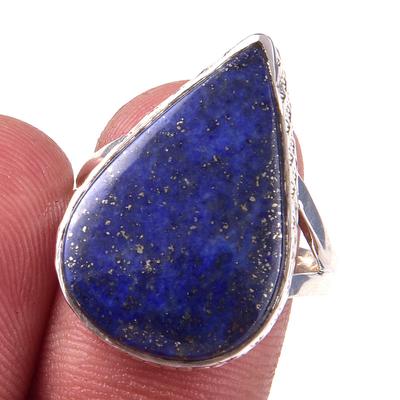 Natural Lapis Lazuli Gemstone Handmade 925 Solid Sterling Silver Ring S.8 W8i40