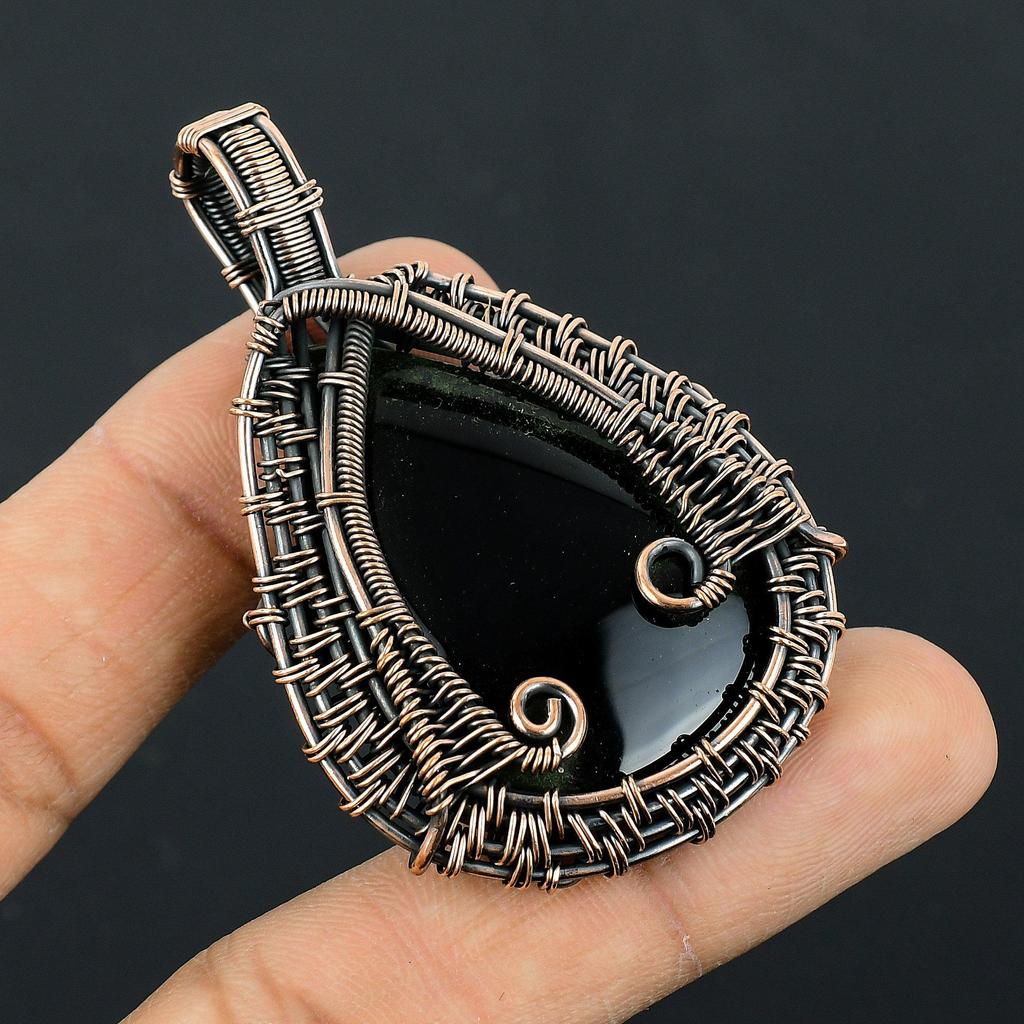 Black Onyx Jewelry, 999 Copper Wire Wrapped Pendant Handmade Gemstone Jewelry, Gifts For Wife Brand New Pendant