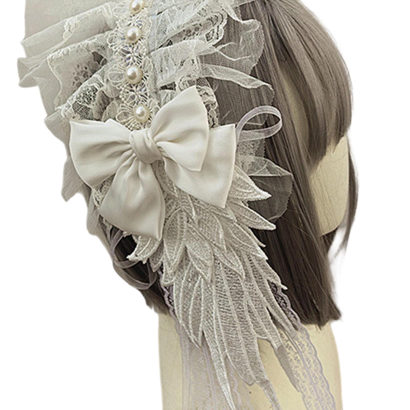 

Модная бандана Лолиты со съемными лентами в виде ангельских крыльев, стильное готическое украшение для волос для девочек-подростков белый