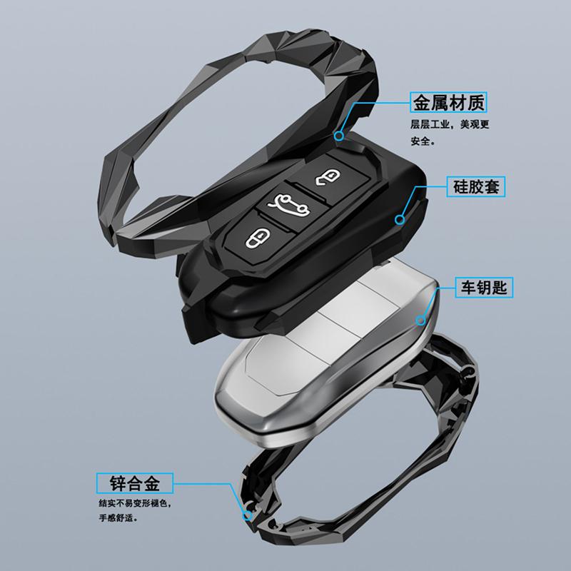 Zinc Alloy Car Key Case Full Cover For Peugeot 3008 208 308 508 408 2008 307 4008 For Citroen C4 C4L Cactus C3 C6 C8 Accessories