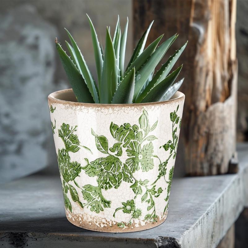 Retros Ceramic Planter Featuring Drainage Holes For Healthy Plant Growth Elegant For Home Office Indoor Outdoor Use