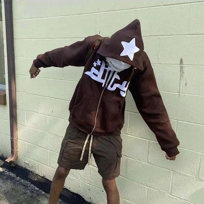 Mikiny s potiskem Y2K Letter Dámské Podzim Zima Harajuku Mikina na zip s kapucí Gotická Hip Hop Oversized bundy Streetwear