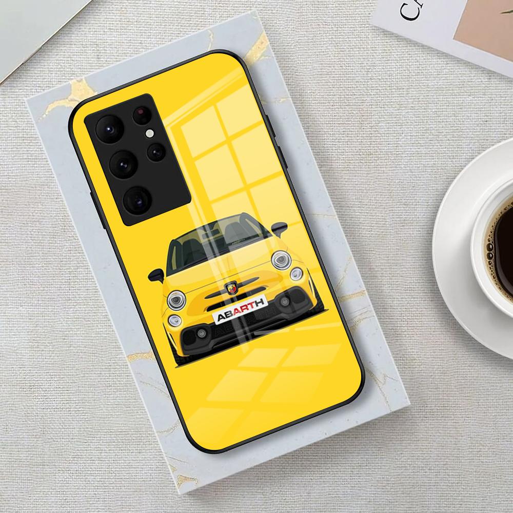 A-abarth Car Phone Case For Samsung S25 Edge Ultra 23 22 21 20 Ultra Plus S24 Fe A54 53 25 Glass Cover