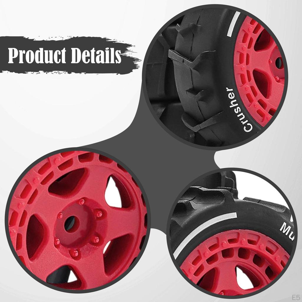 4 Pieces All Terrain RC Wheels Replacement 2.8x1inch for 1: 14 Scale Sturdy Accessory Easily Install
