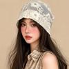 Spicy Girl Hollow Out Beanies Embroidered Weave Knitted Cap Flower Pile Hat  Apparel Accessories