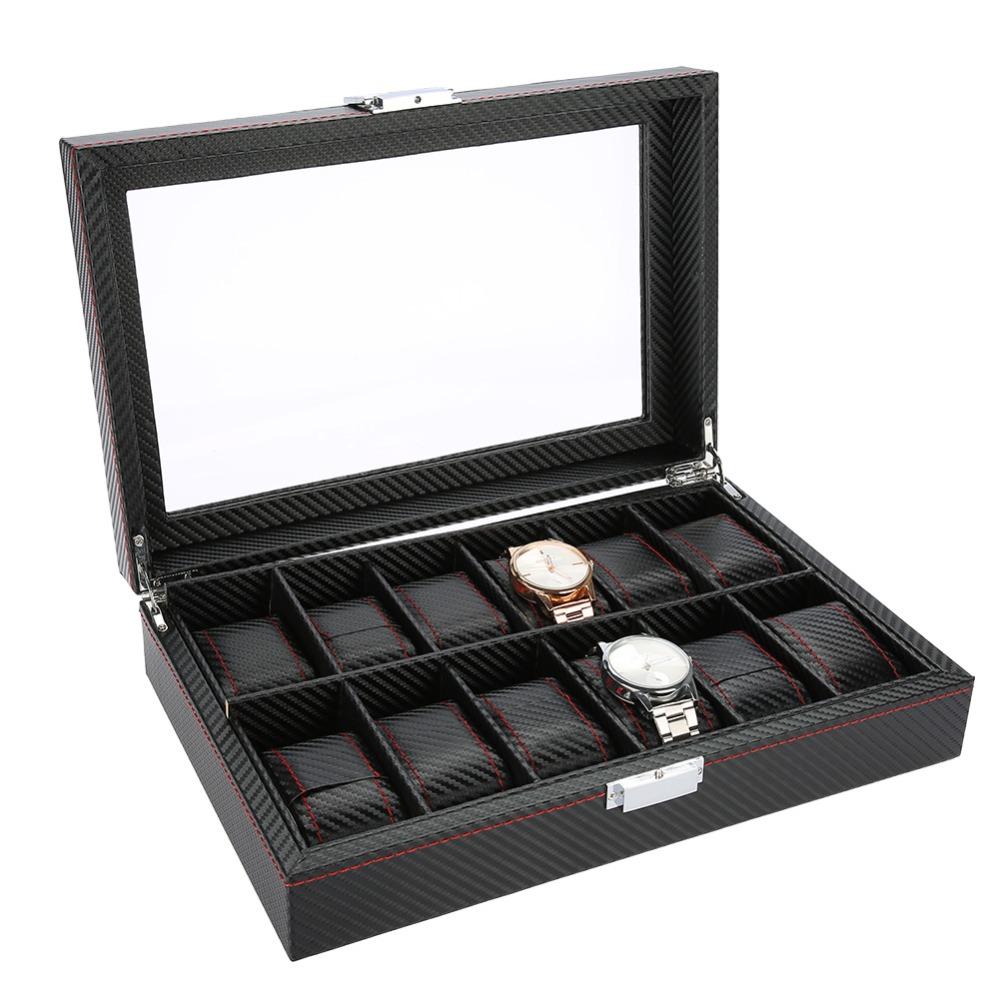 Woven Pattern Watch Storage Case Carbon Fiber Texture Watch Display Box  Watch Collection