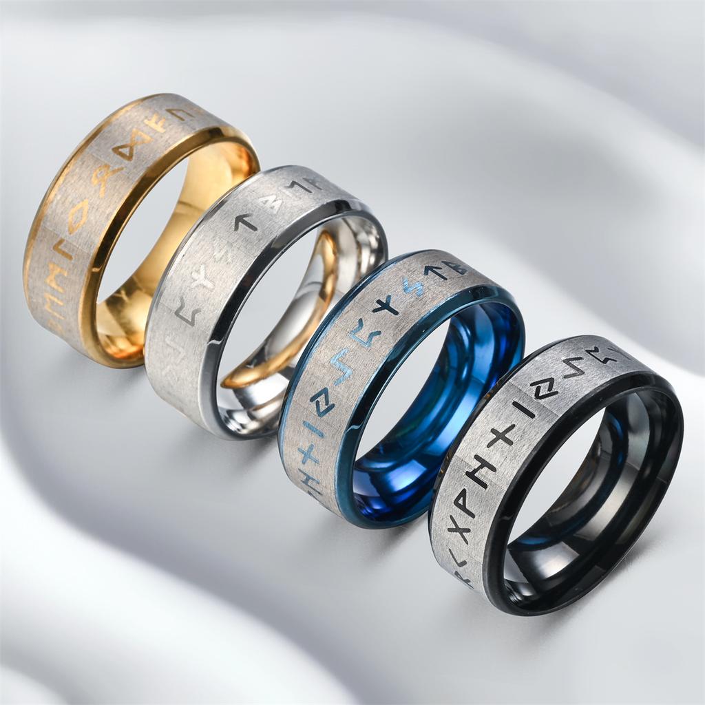 Lover 8cm Rust-Proof Stainless Steel Viking Letter Ring