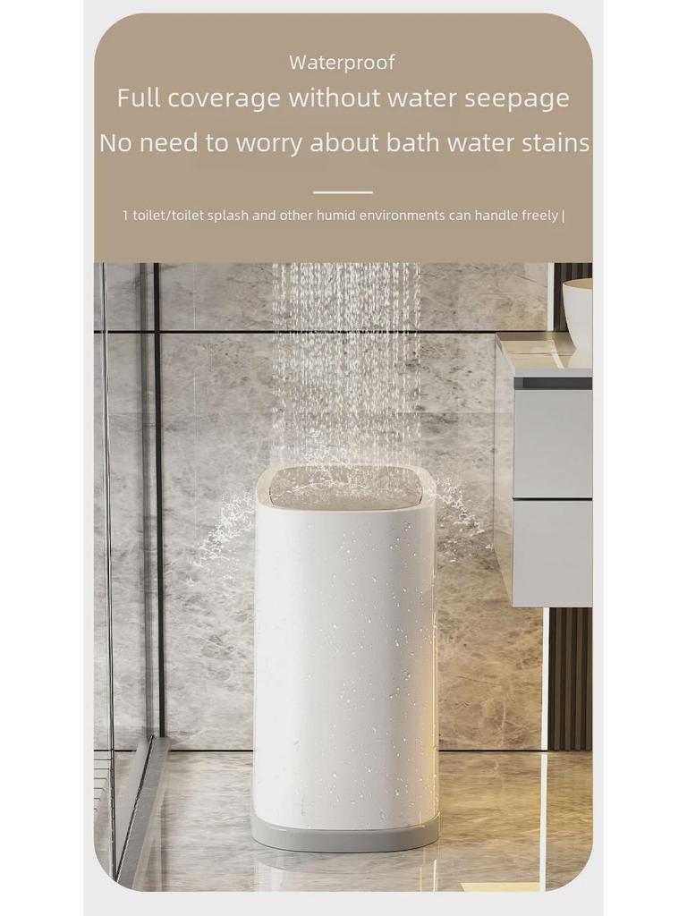 Push-Open Lid Trash Can for Bathroom or Living Room