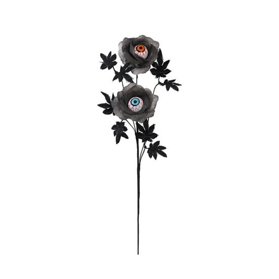 Spooky Branch Decoration Halloween Eyeball Flower Stem, Artificial Rose Floral Pick with Eyeball, Party Decorations Gothic Black Branches for