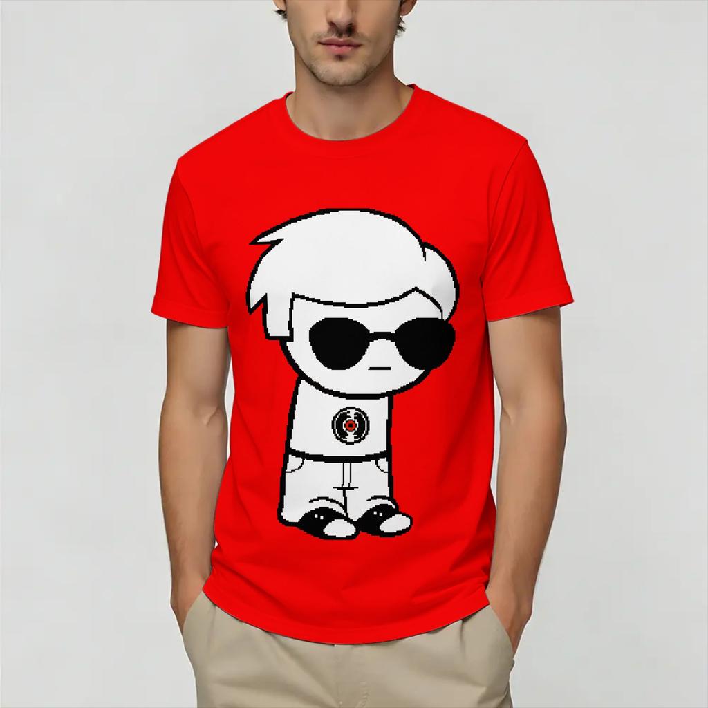 Homestucks Dave Strider T-Shirt Sommer Harajuku T-Shirts Unisex 100% Baumwolle Rundhals Oversized Oberteil T-Shirts Kurzarm Y2K Lustiges T-Shirt