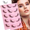 5 Pairs Of Fox Transparent Stem False Eyelashes With Cute Colored Flower Sequined Eyelashes