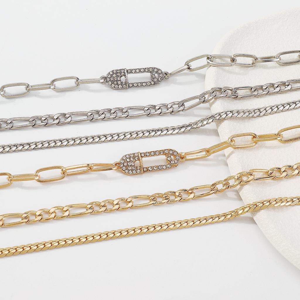 Women European Jewelry Layered Multi-Layer Micro-Set Pin Fashion Choker Personality Retro Exaggerated Necklace Jewelry