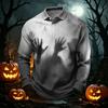 Men's Quick Dry Mesh Golf Shirt Long Sleeve Halloween Print Performance Top