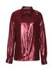 Women's Elegant Wine Red Lapel Long Sleeve Shirt