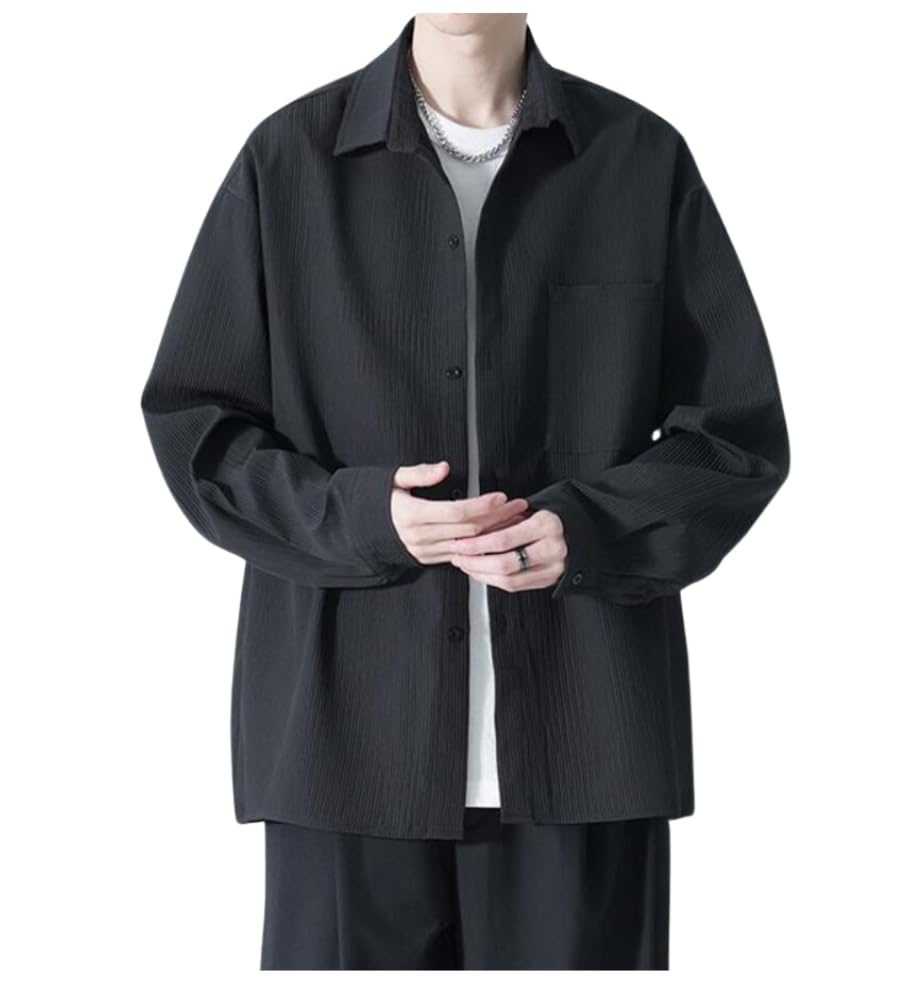 Long Sleeve Dress Plus Loose Solid [foveitaa] Men's Shirt, Spring/Autumn Wear, Sizes, Business/Casual, Fit, Stylish, Lightweight, Soft, Cool, Color,