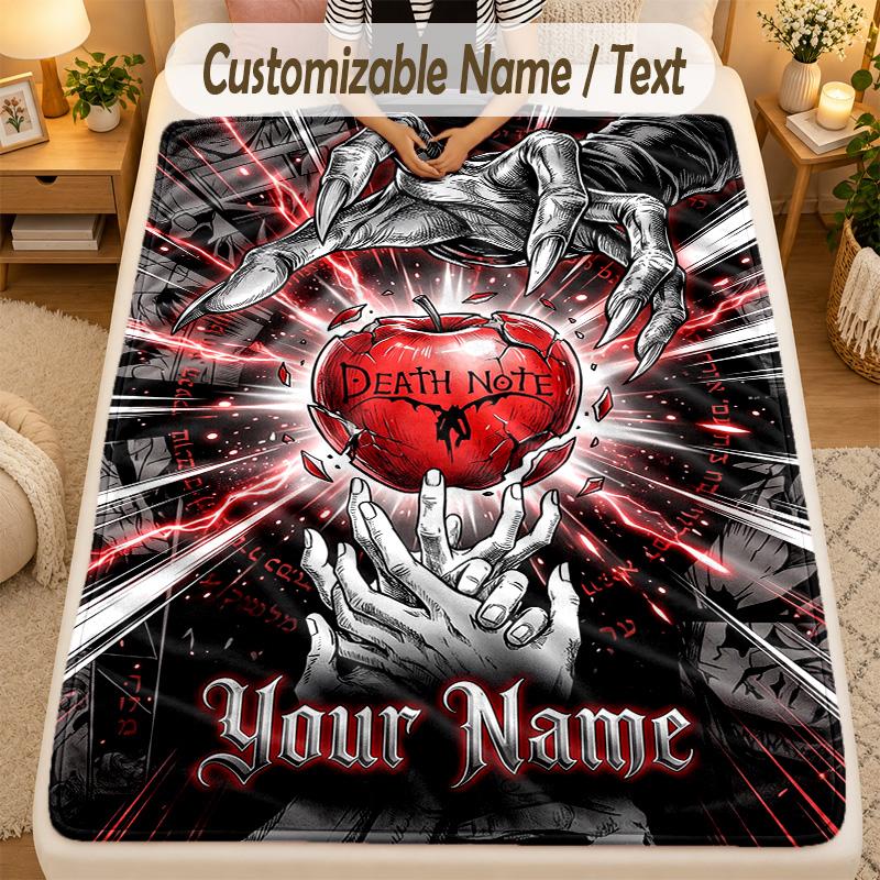 Flannel BlanketDeath Note Custom Name Text Personalized Soft Warm Throw Blanket Home Decor Gift