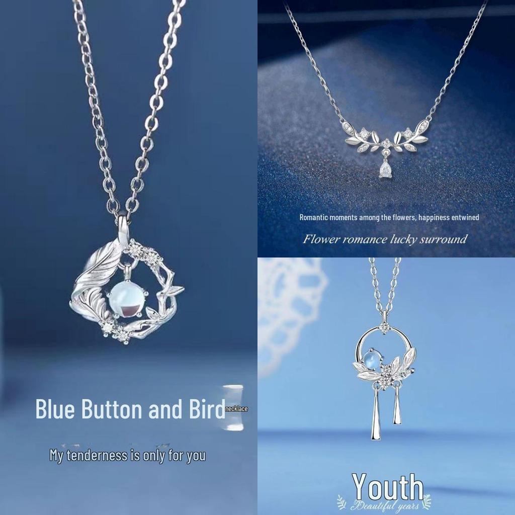 Eucalyptus and Bird Necklace - Elegant and Versatile Korean Friendship Gift for Women