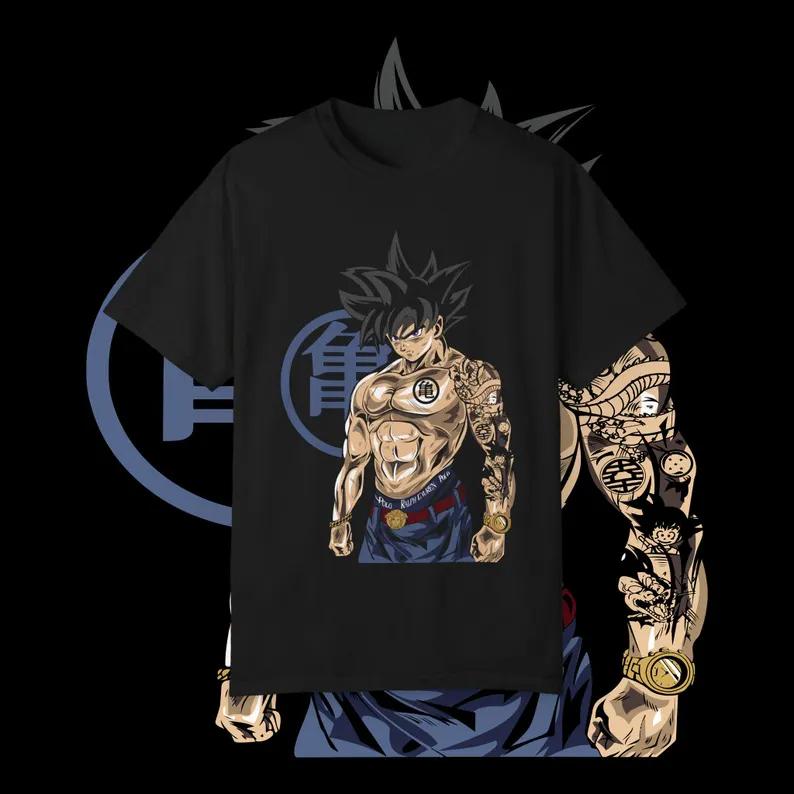 Men's Goku Vintage Dragon Ball Z T Shirt Kamehameha Short Sleeve Super Saiyan Summer Cotton Women Tees Streetwear Casual Hip Hop