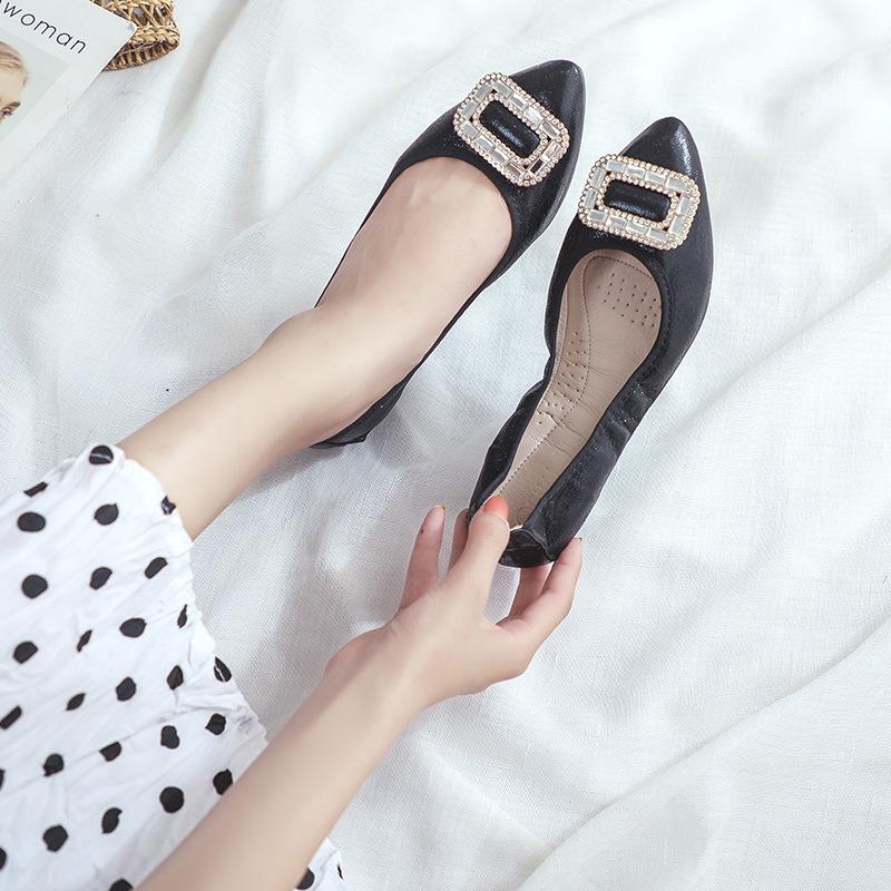 Rhinestone Soft-soled Women's Shoes, Which Can Be Rolled and Easily Carried, Ballet Flat Shoes