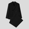 INCERUN Men Peak Lapel Long Sleeve Thin Blazer Long Pants Two Piece Suit Casual Outfits Sets