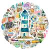 50PCS Outdoor Travel Scenery Sticker Graffiti Cell Phone Helmet Water Cup Car DIY Waterproof PVC Handbook Play Reward Stickers