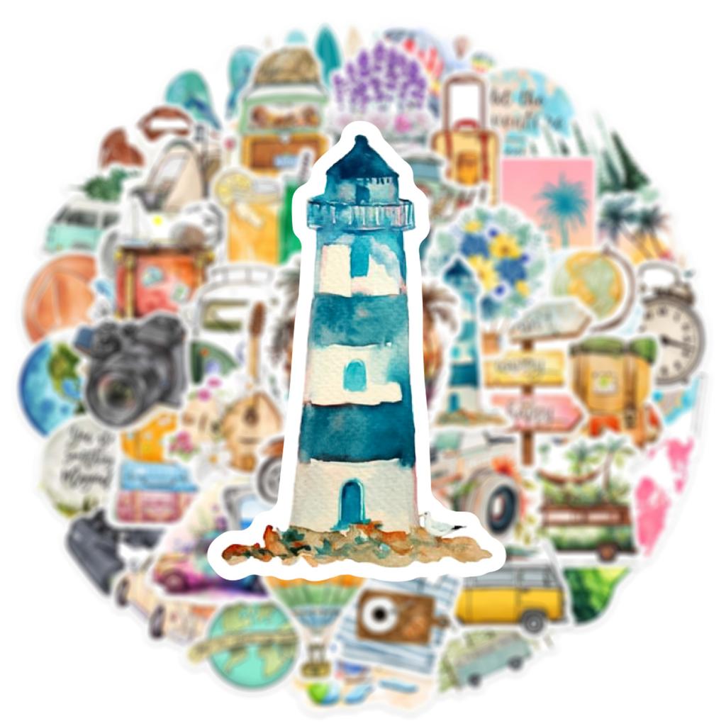 50PCS Outdoor Travel Scenery Sticker Graffiti Cell Phone Helmet Water Cup Car DIY Waterproof PVC Handbook Play Reward Stickers