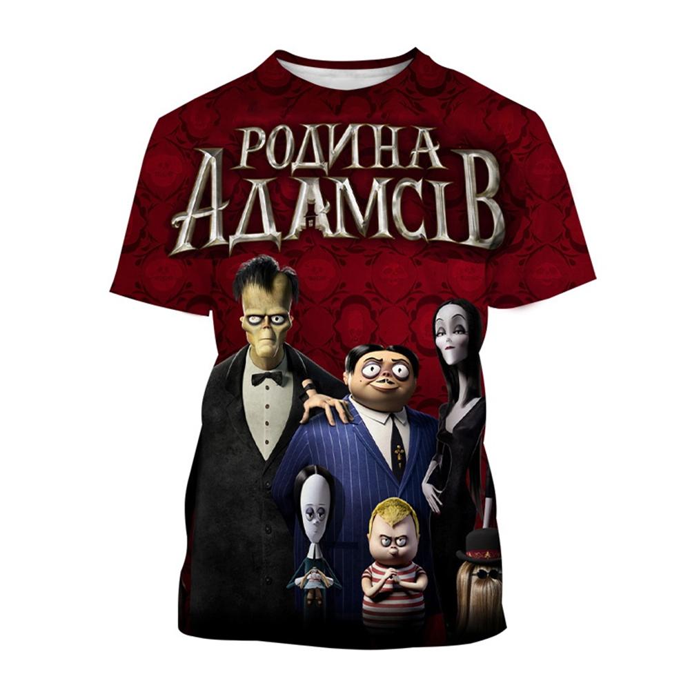 Fashion Classic Movie The Addams Family 3D Printing T-shirt Personality Hip-hop Unisex Harajuku Casual Fuuny T-shirt Kids Tops S