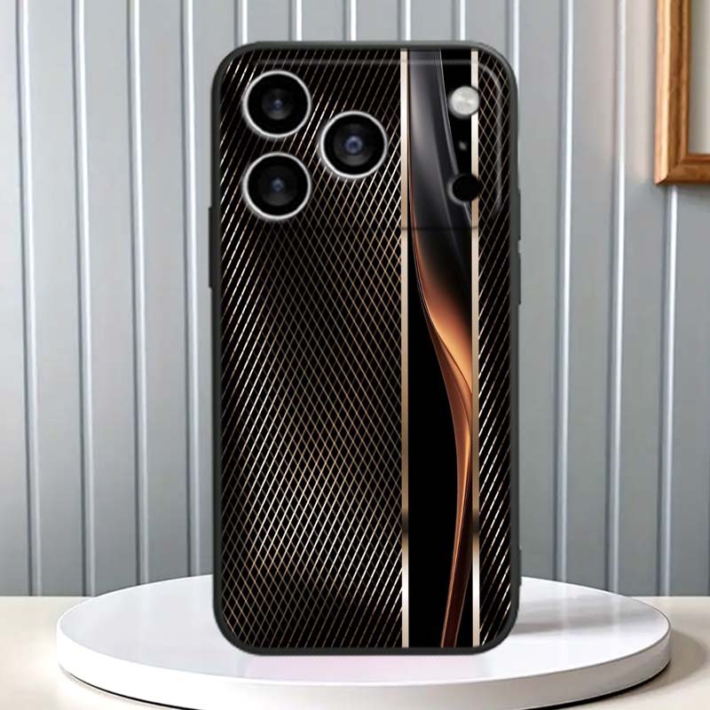 Technology Carbon Fiber Art Phone Case For Apple iPhone 17 16 16E 15 14 13 12 11 Pro Max Plus Black Soft Silicone