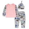 European Style Newborn Baby Outfit: Long Sleeve Top, PP Pants & Hat Set