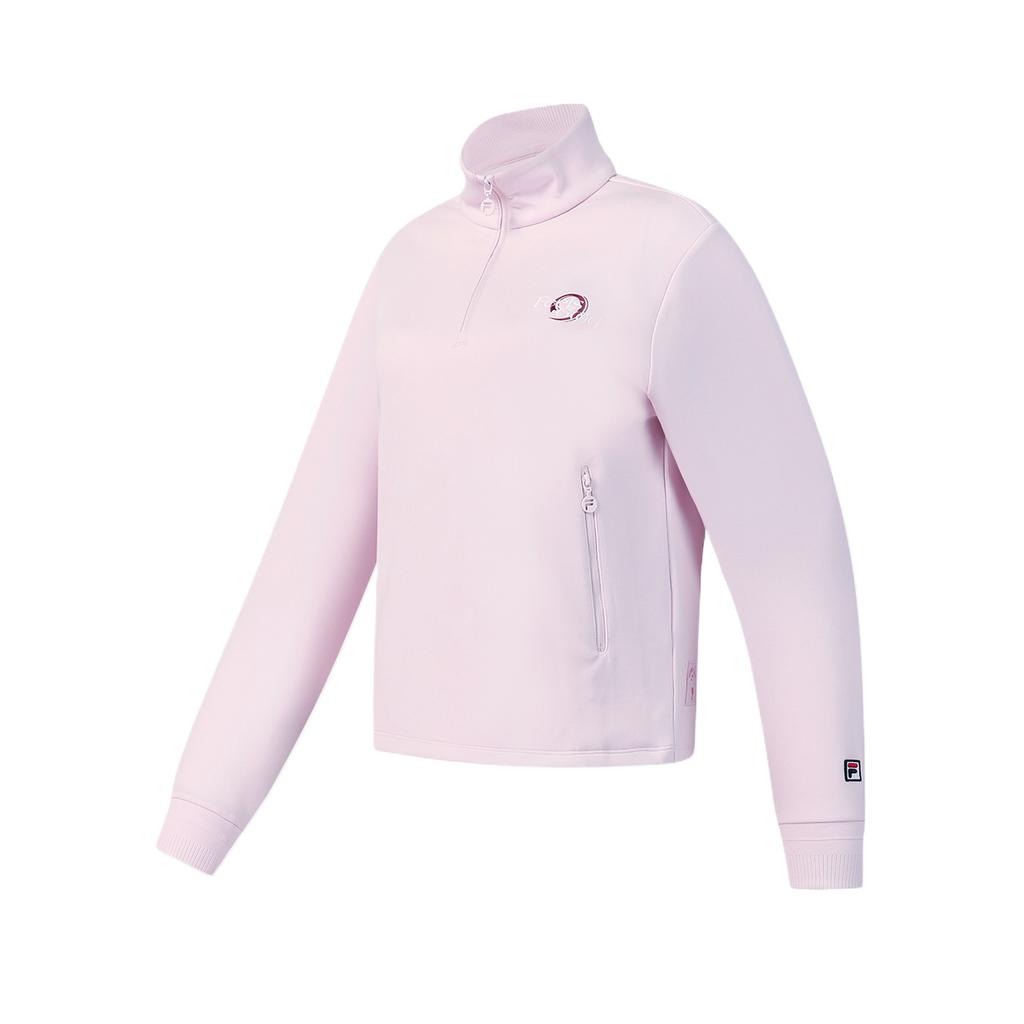 Fila Tennis Series Stand Collar Long Sleeve Pullover Solid Color Sweatshirt Women Sweatshirt A11W613220F-PU