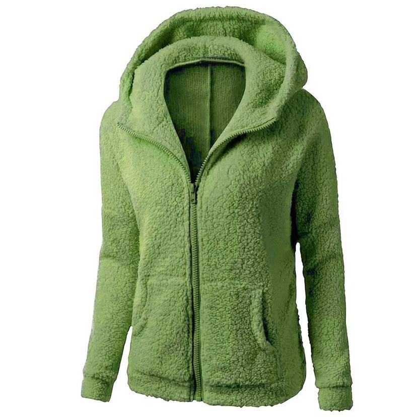 Autumn Winter Warm Jacket Women Hoodie Hooded Casual Female Hoodies Sweatershirt Zipper Coat Solid Soft Fleece Women Coat