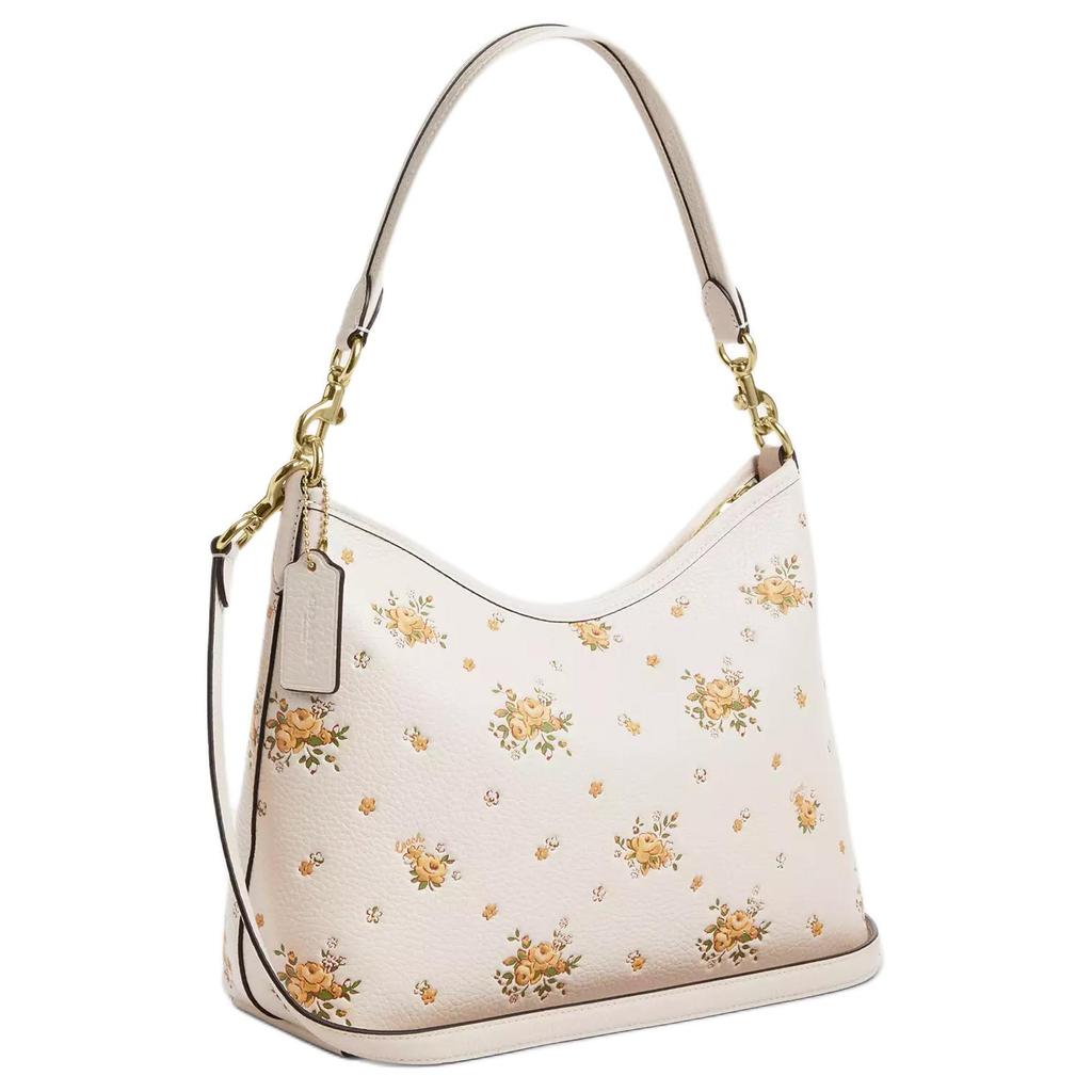 Coach Borsa a spalla Laurel 31 con stampa floreale e hardware in pelle pebble, grande, da donna, bianca CAL43-IMCAH