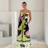 New European and American Casual Fashion Digital Printing Chest Strap Jumpsuit Women