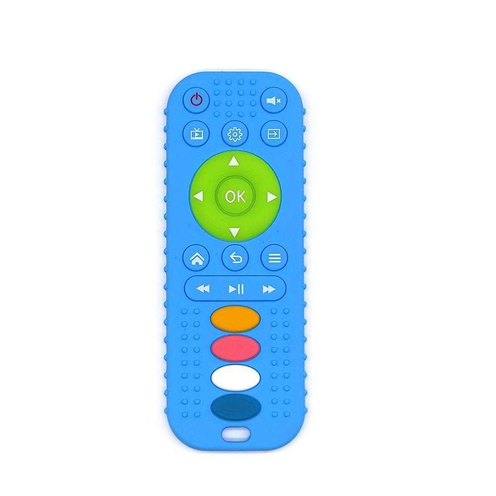 1pc Baby Remote Control Shaped Teether, Safe Silicone, Reduces Biting, Baby Teething Toy, Fun Chewing Teether Powder/Blue/Black