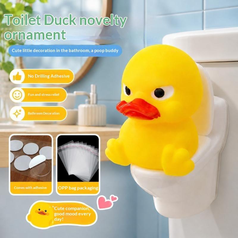Cute Cartoon Yellow Duck Toilet Shaped No Drill Adhesive For Bathroom Bedroom Kids Decor