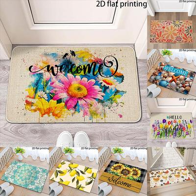 2D FLAT/1pc Seasonal Welcome Door  ,Suitable for Indoor and Outdoor Doorways, Door Mats for Decoration.