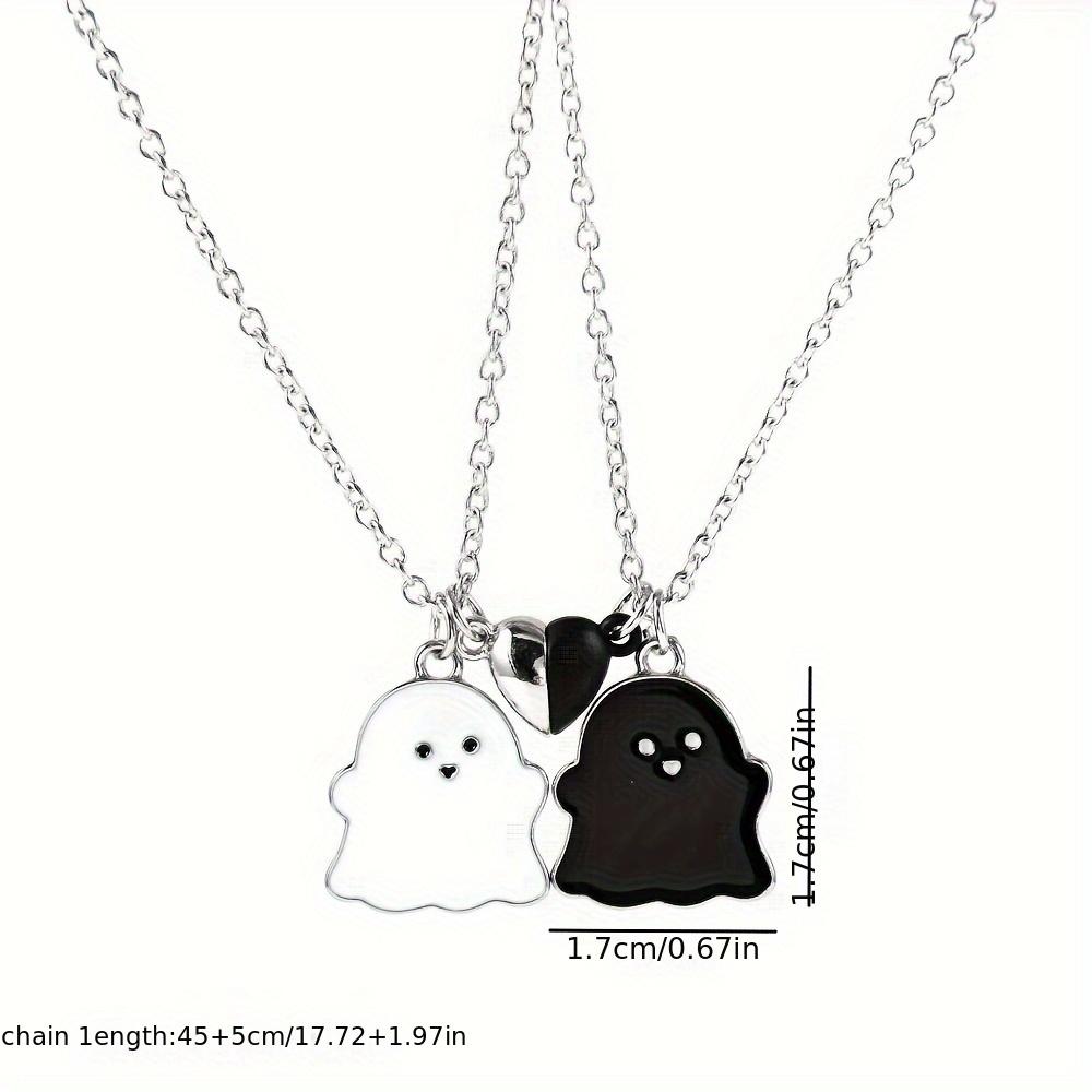 Set of 2 Black And White Ghost Necklaces