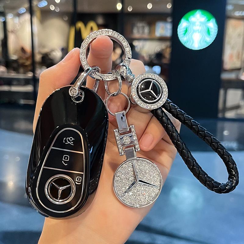Fashion TPU Car Smart Key Case Fob Cover For Mercedes Benz C E S Class GLC CLE EQE W206 W214 W223 S350 S400 S450 E300 Keychain