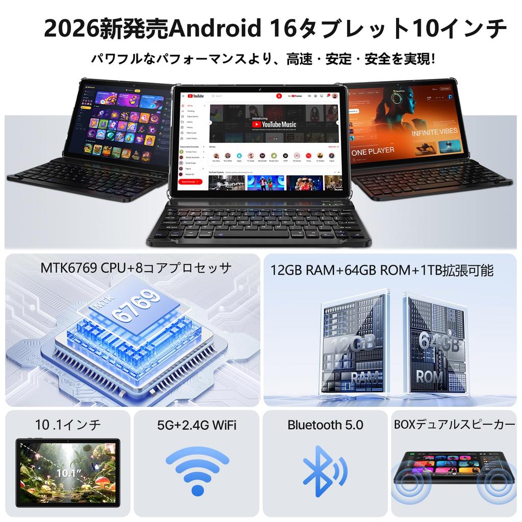 Android 16 Tablet CPU 5G WiFi 12GB RAM 64GB ROM 1TB Expandable Tablet Set 10-inch 8-core + +