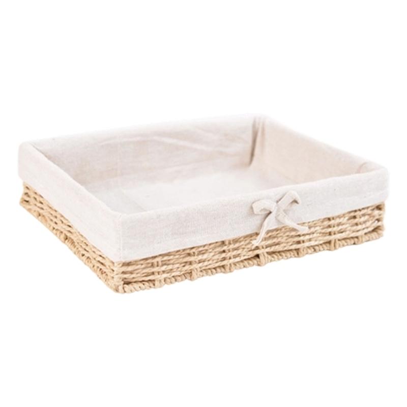 Cesto decorativo per ingresso Cesto portaoggetti intrecciato Scatola organizer per giocattoli cosmetici libri piccoli oggetti Cestino in corda di carta intrecciata