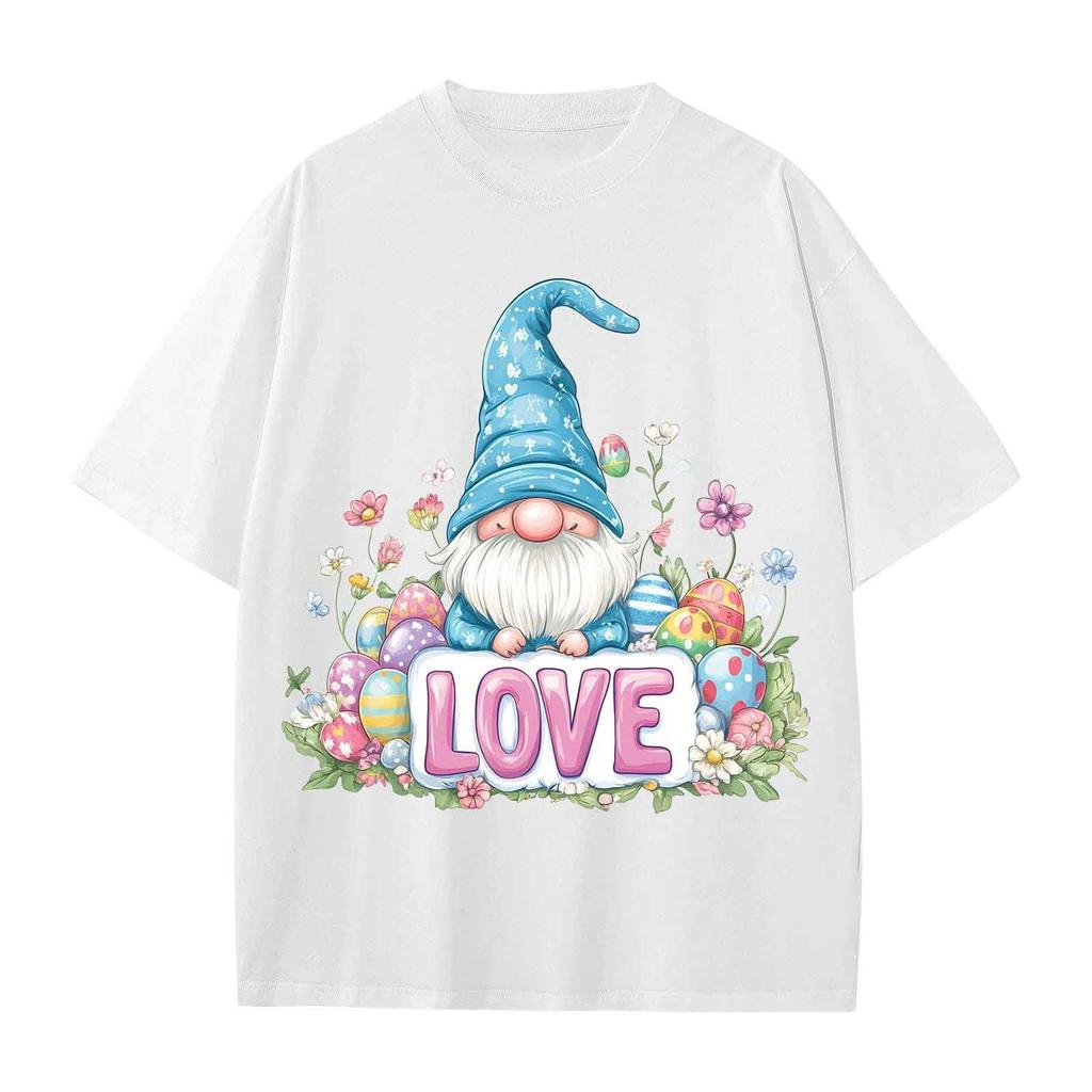 Chlapecké a dívčí ležérní volné tričko s velikonočním potiskem, pulovr s kulatým výstřihem, top s krátkým rukávem