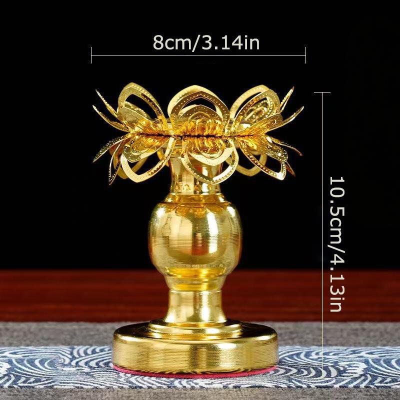 1PC Gold Temple Lotus Prayer Accessories Petal Candle Holder Sturdy Construction Buddhist Supplies Elegant