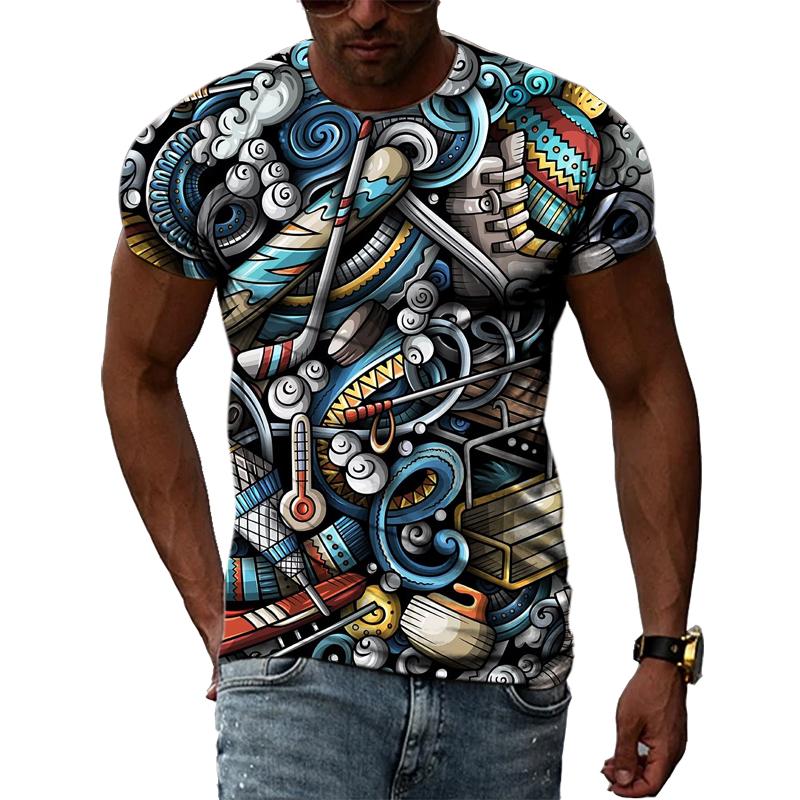 

Мужские футболки с рисованной графикой, летние модные повседневные индивидуальные футболки с короткими рукавами и 3D принтом, крутые футболки большого размера